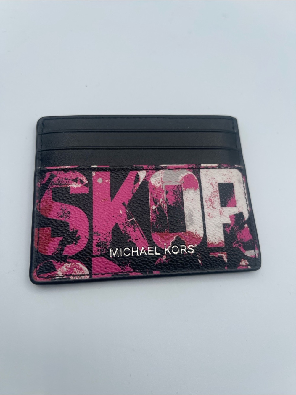 Michael Kors Black, Pink and White Logo Card Holder